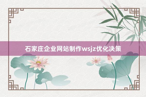 石家庄企业网站制作wsjz优化决策